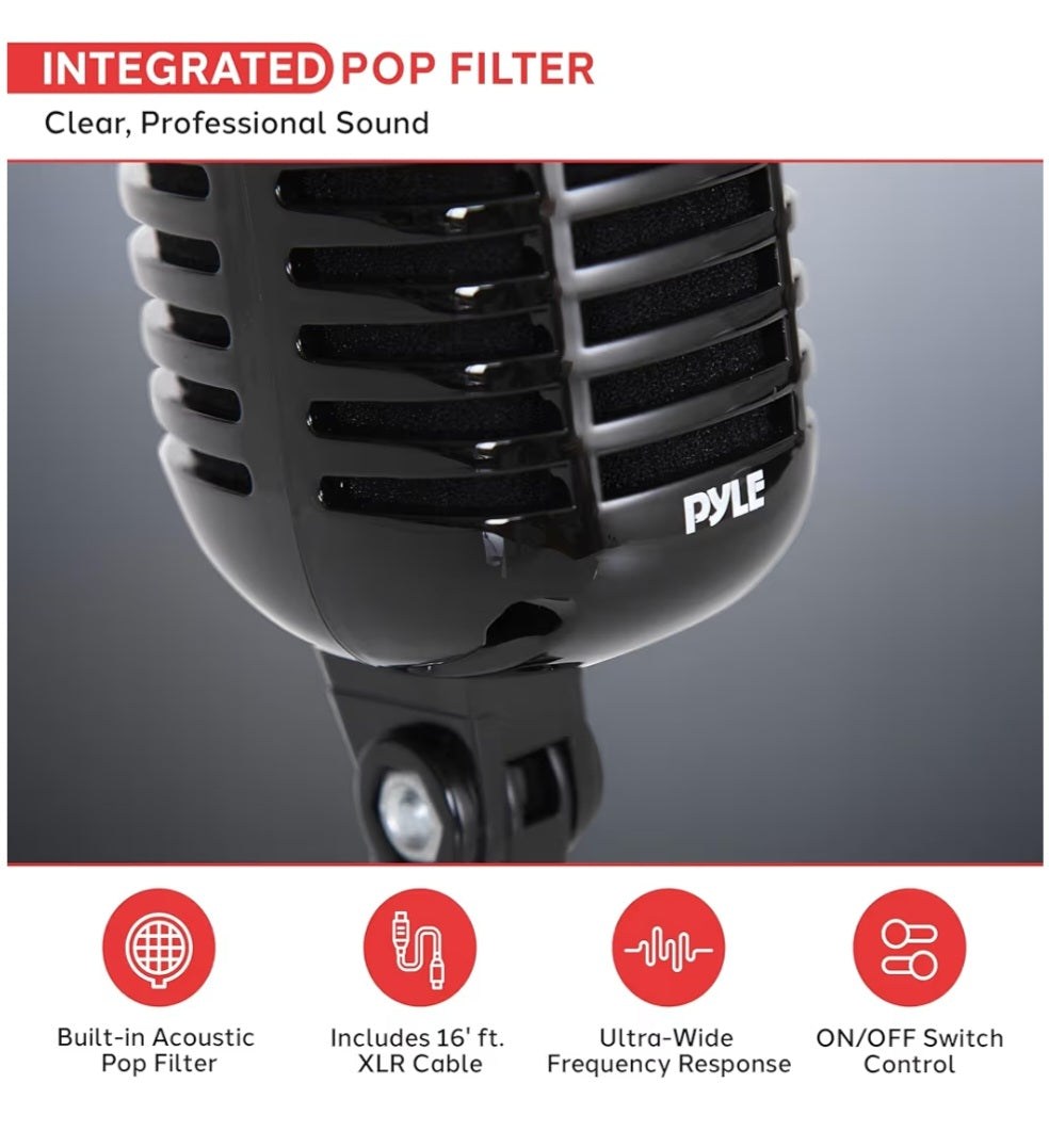 Pyle Classic Retro Dynamic Vocal Microphone