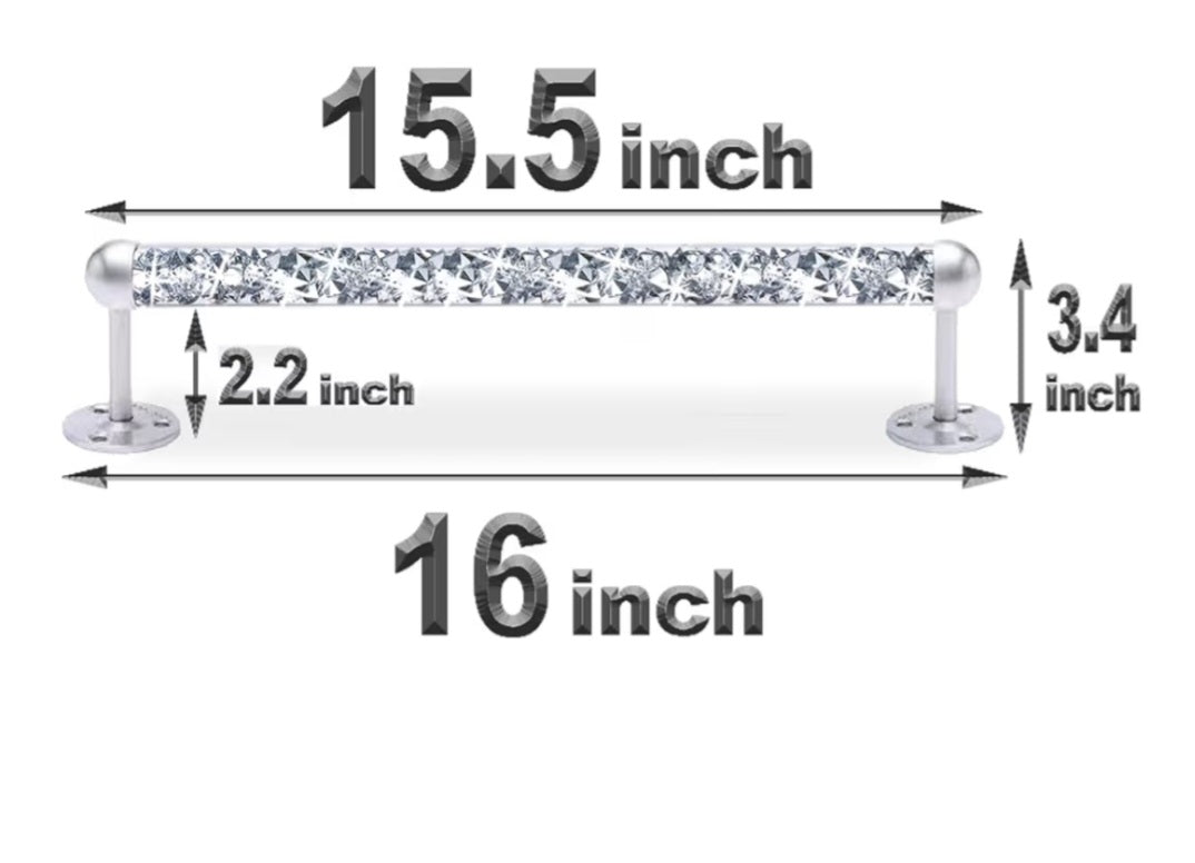 6c Crushed Diamond Glass Towel Bar For Bathroom/Closet