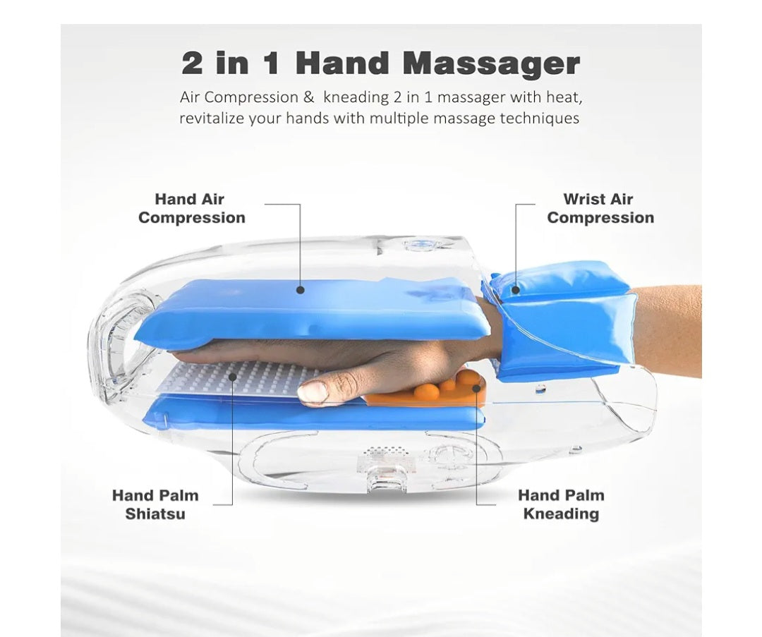 -002 NEW ITEM--Cordless Hand Massager with Heat and Compression, Roller Kneading, Wrist and Hand Massager for Arthritis and Carpal Tunnel, Gifts for Mom, Women and Men (Black)