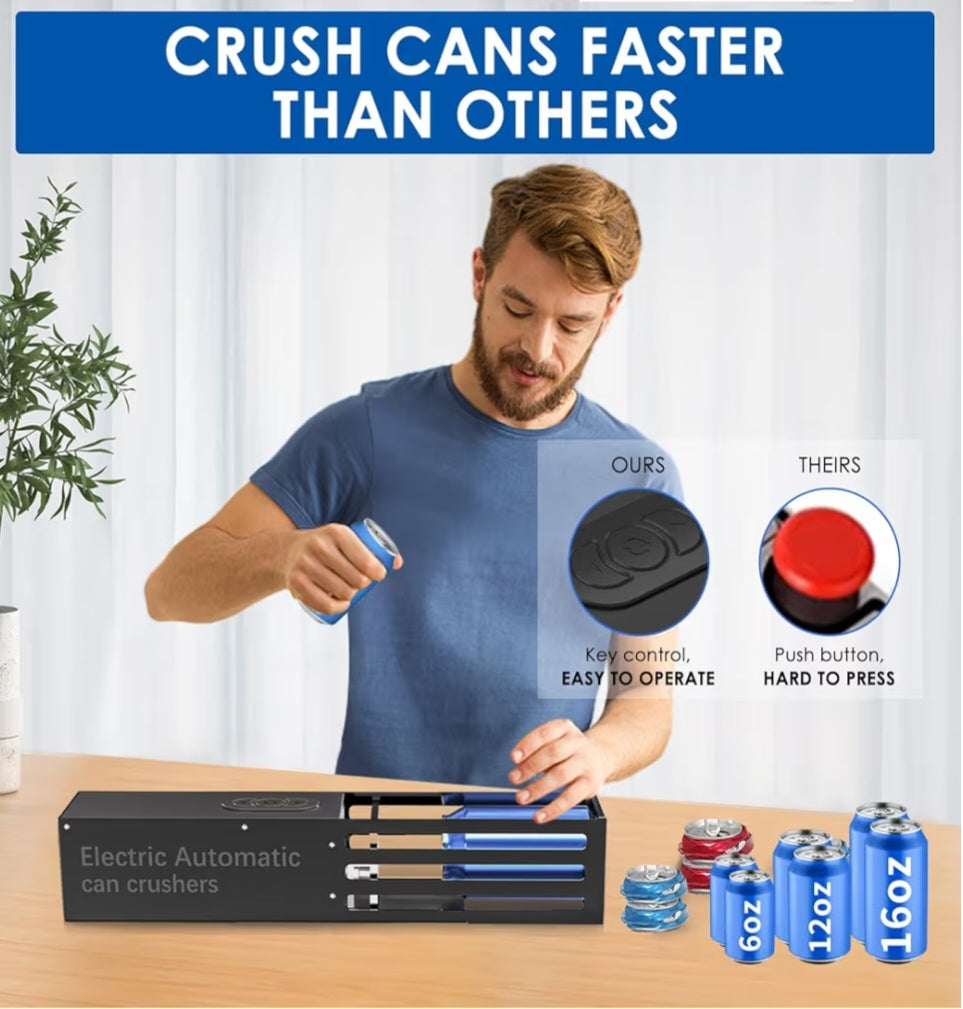 YOTAN Automatic Can Crusher, 8oz&12oz&16oz Electric Can Crusher