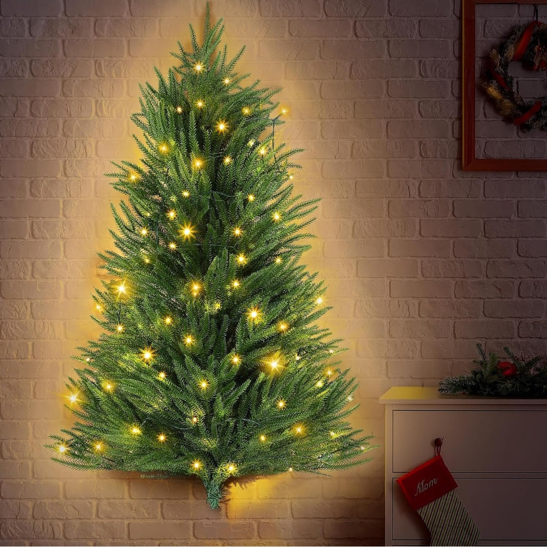 Wall Hanging 3 FT Christmas Tree with Led Lights