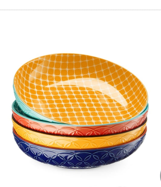 DOWAN 8.5" Vibrant Pasta, Salad & Soup Serving Bowls Set of 4