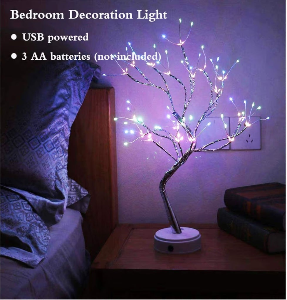 Tabletop 20" 108 LED Bonsai Tree Light, Sparkly Fairy Spirit Tree Lights, Battery/USB Operated