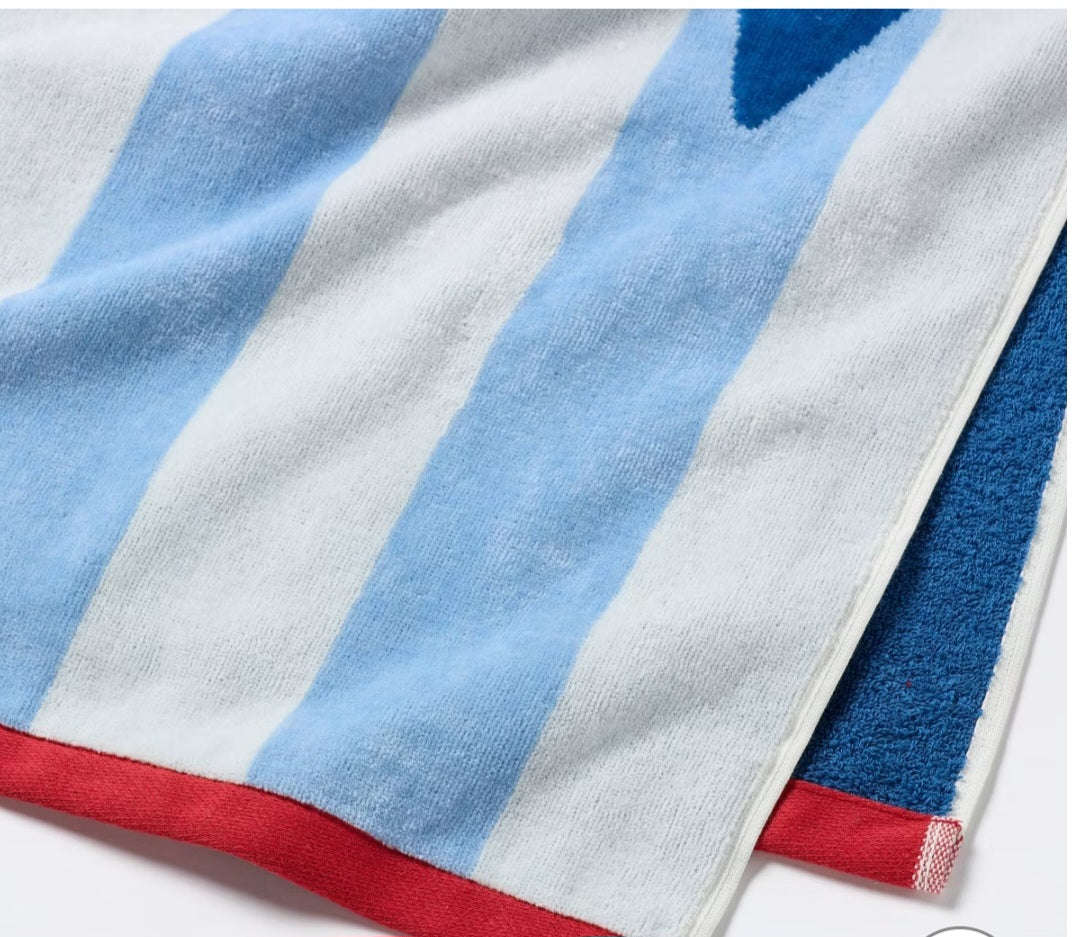 Anchor Nautical Blue Striped Oversized Beach Towel