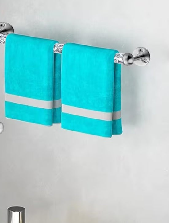 6c Crushed Diamond Glass Towel Bar For Bathroom/Closet