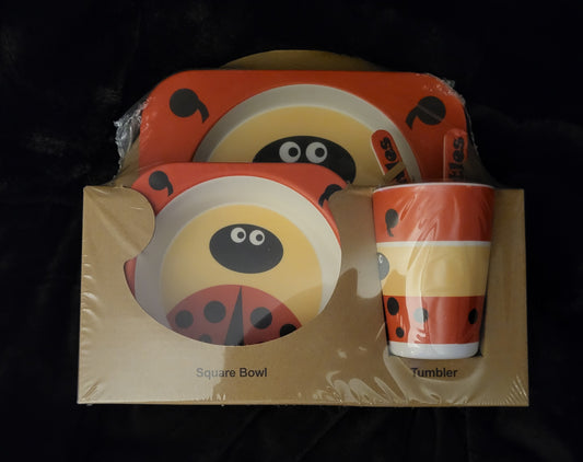 5-Piece Children's Dinnerware Set Red Ladybug Design