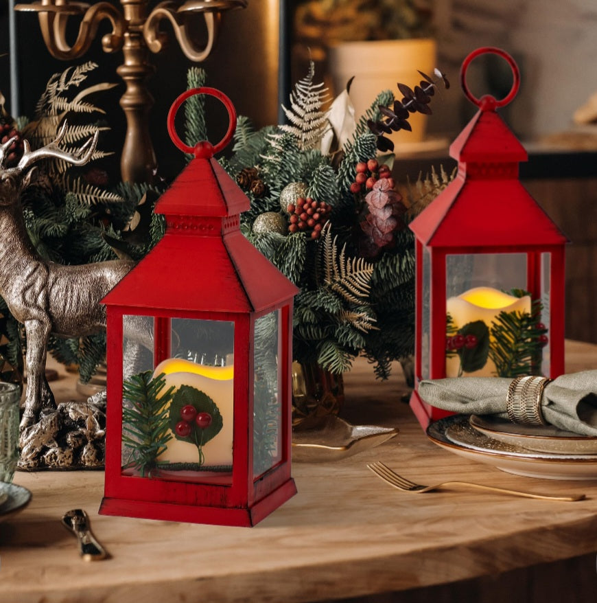 Yongmao Christmas Lantern Decorative with LED Candle (2 Pack)