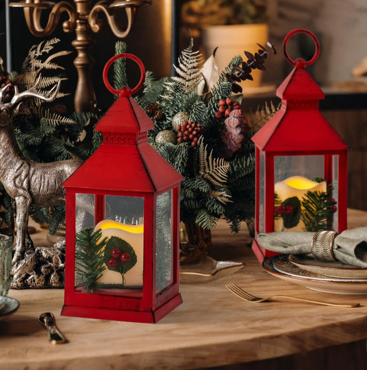 Yongmao Christmas Lantern Decorative with LED Candle (2 Pack)