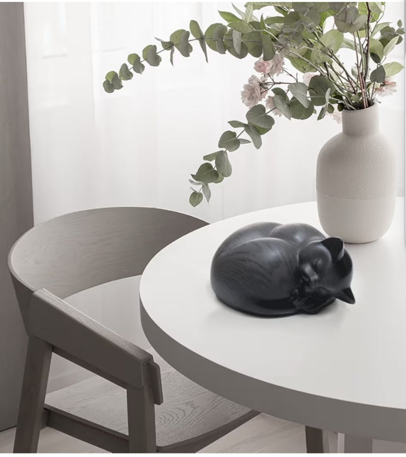 Kriss Art Pet Urns,Sleeping Resin Cremation Cat Urn(Gray)