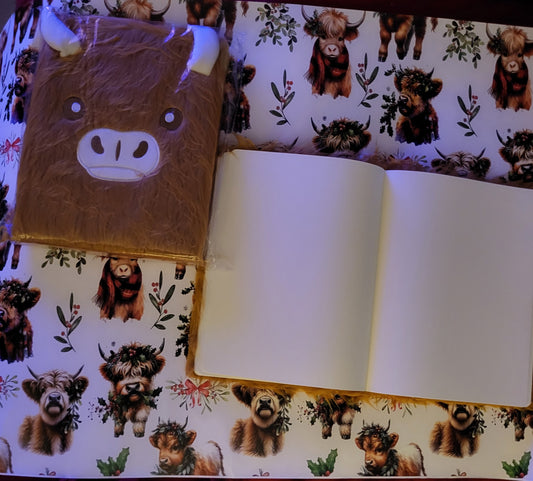 Highland Cow Fluffy Plush Large Journal (unlined)