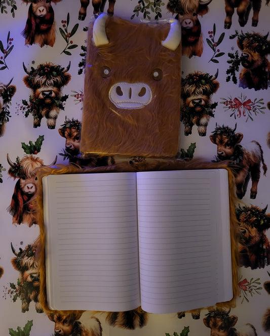 Highland Cow Fluffy Plush Journal (Medium)