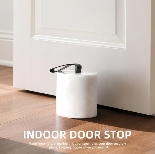 Marble Door Stop, 3.54” Decorative Door Stopper with Leather Handle & Non-Slip Felt bottom (white)Inventory #1083081940