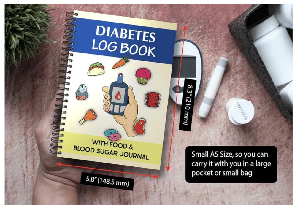 Diabetes Log Book - with Food & Blood Sugar Journal | for Types 1 & 2 Diabetics