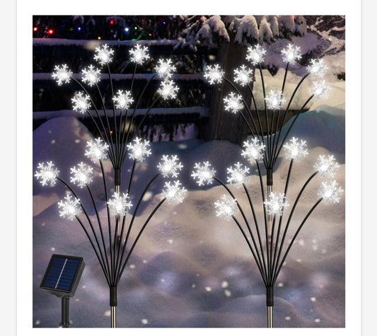 -000- Snowflake Solar Christmas Decorations, 8 Modes Swaying Garden Lights,Set of 4!
