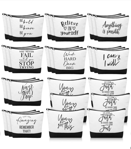 Inspirational Makeup Bags with Zipper (3 pack)