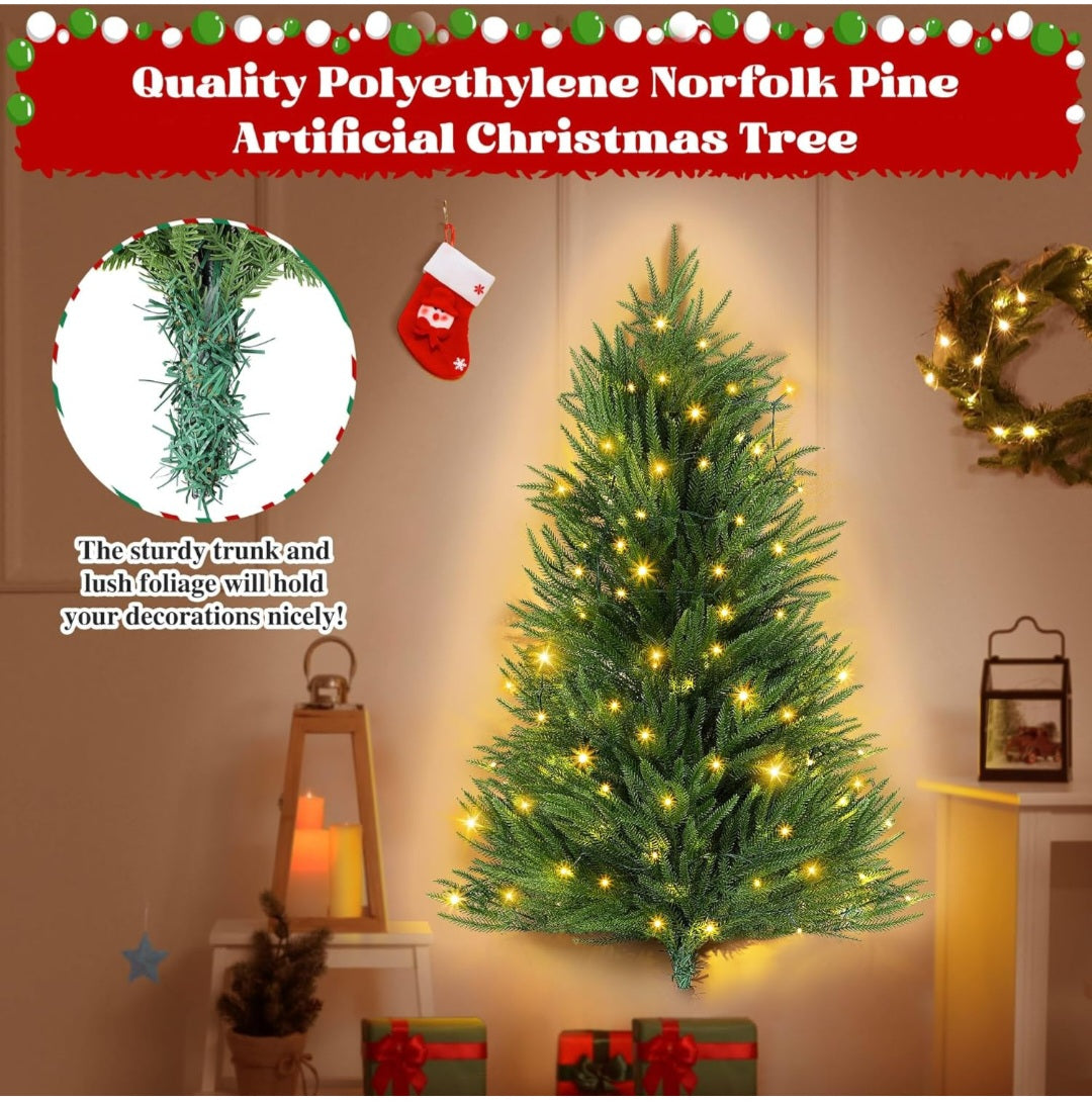 Wall Hanging 3 FT Christmas Tree with Led Lights