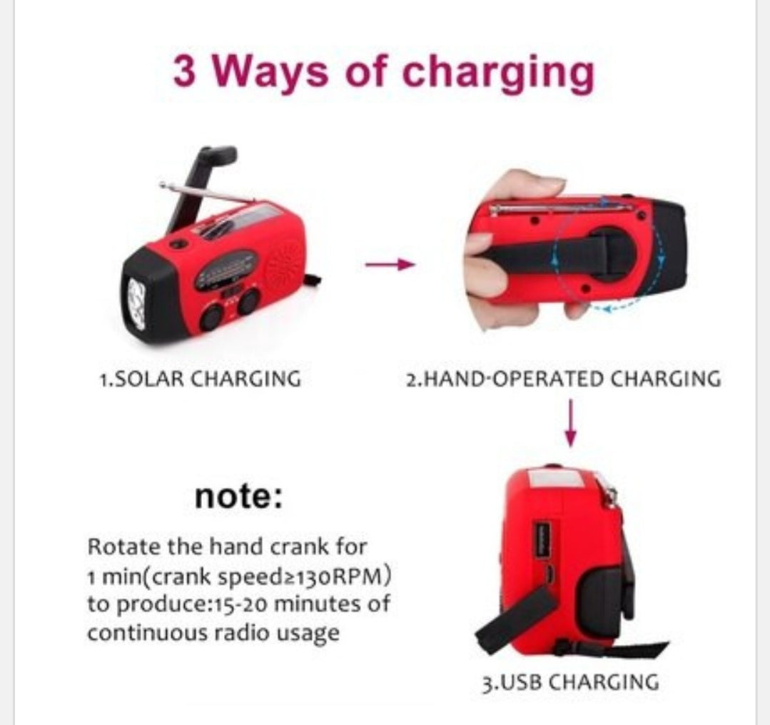 Emergency Solar / Hand Crank Weather Radio with Flashlight