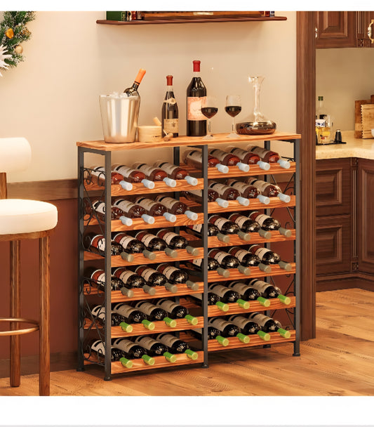 -001 NEW ITEM--🚨🚨🚨ON SALE 10/2/2025 to 10/06/2025🚨🚨🚨--Wine Rack with Wooden Top, 48 Bottles Wine Rack Free Standing