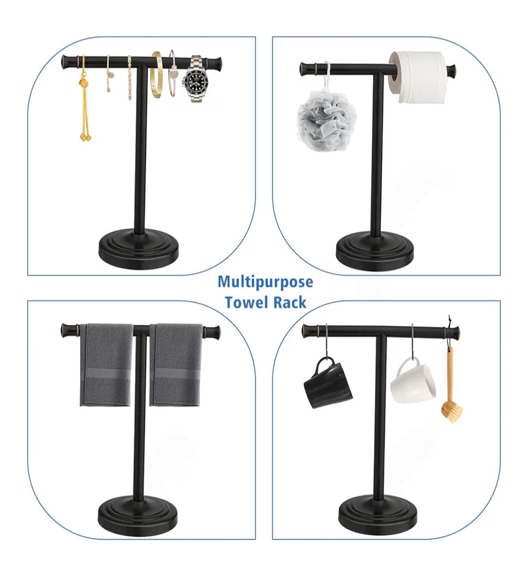 RUMOSE 13 Inch Oil Rubbed Bronze Towel Stand
