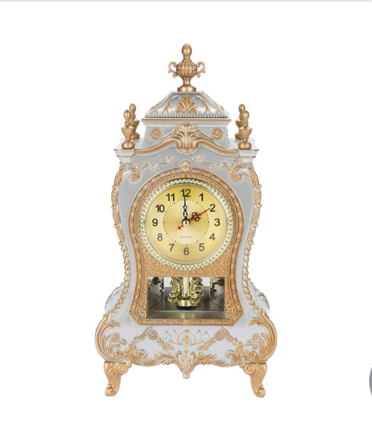 8c Vintage Antique Desk Clock with 12 Songs (White)