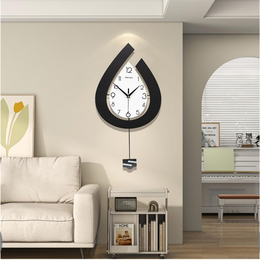 Large Decorative Wall Clock w/Big Pendulum/Non Ticking Silent Wall Clock Battery Operated/31.5 Inch Wall Clock