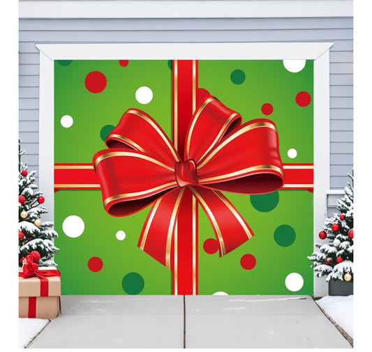 -000- BlissfulTie Christmas Single Garage Door Cover 7x8FT