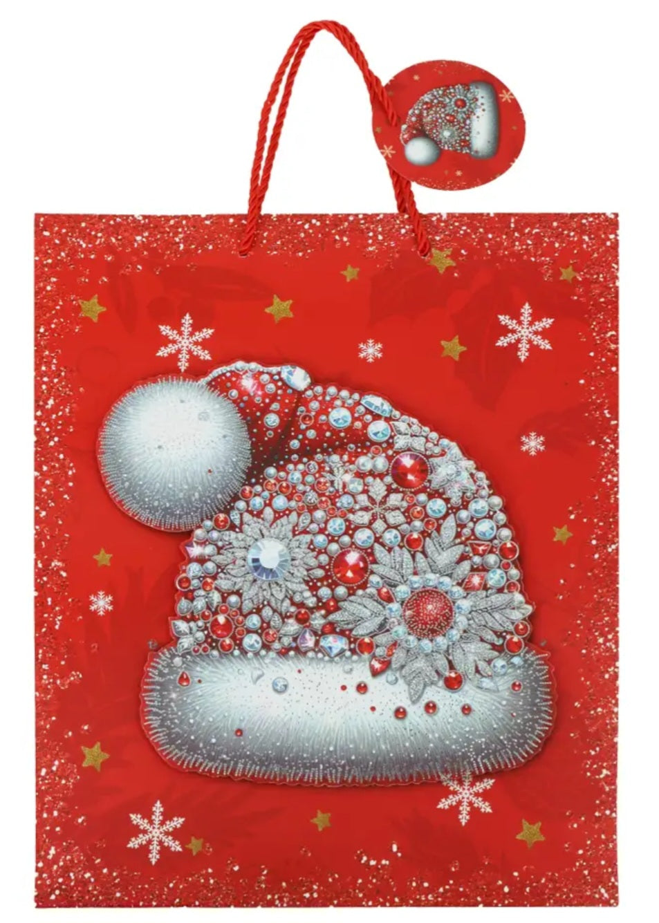 Luxury Christmas 3D Cut Out Bedazzled Embossed Paper Gift Bags (4 for $11.00)