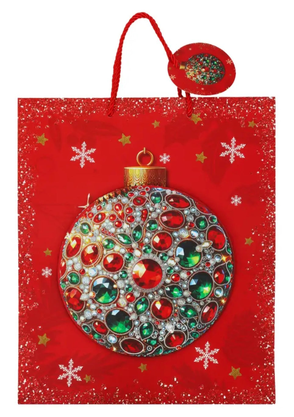 Luxury Christmas 3D Cut Out Bedazzled Embossed Paper Gift Bags (4 for $11.00)