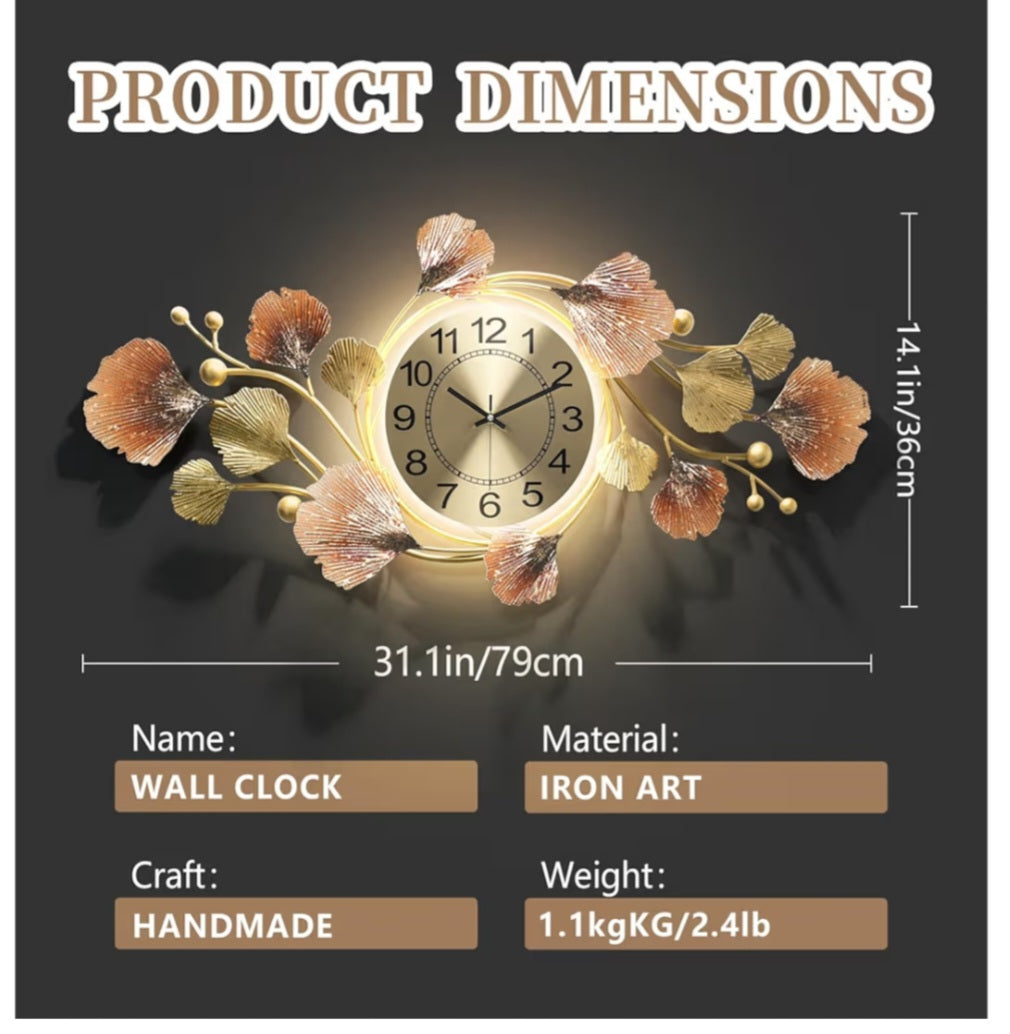 HEBOIX Large Wall Clock with Silent Quartz Movement