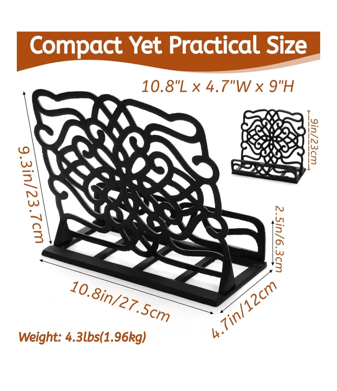 Black Cast Iron Book Stand