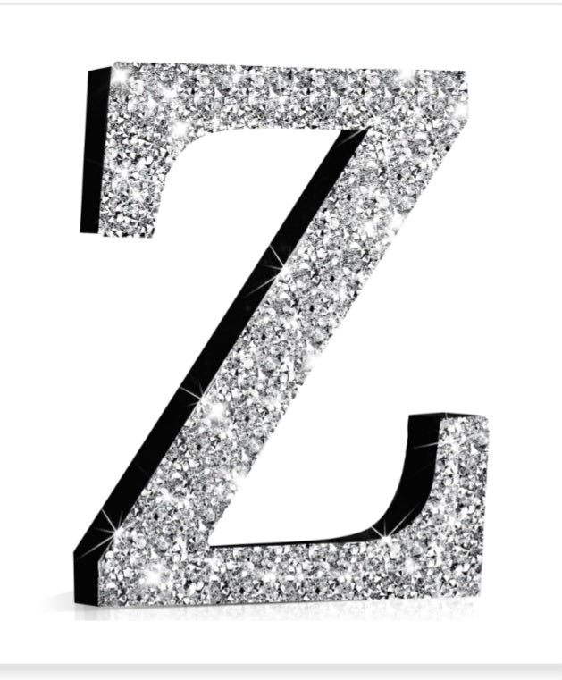 Silver Crystal Crushed Diamond Bling Letter (Letter Z,12''l X 12"w)