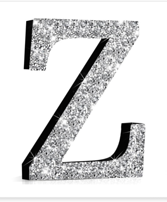 Silver Crystal Crushed Diamond Bling Letter (Letter Z,12''l X 12"w)