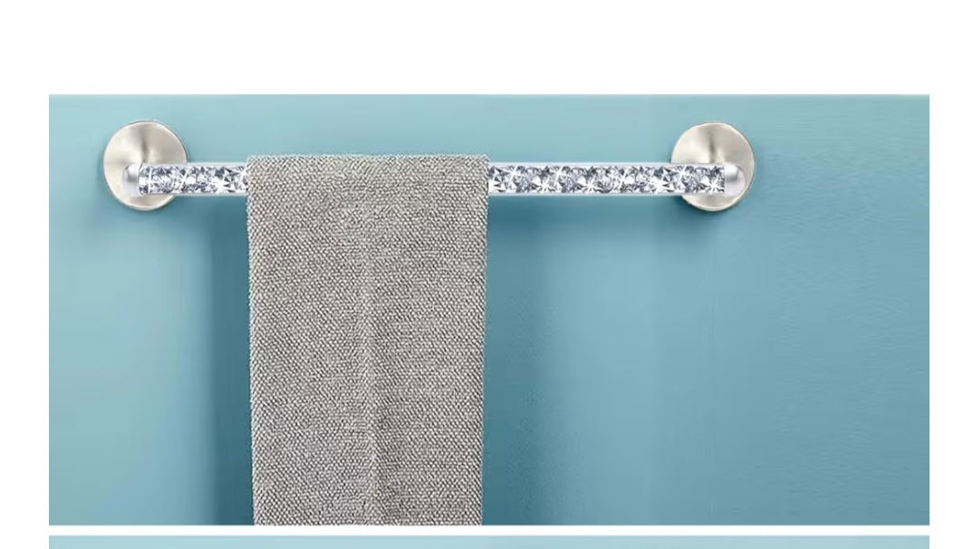 6c Crushed Diamond Glass Towel Bar For Bathroom/Closet
