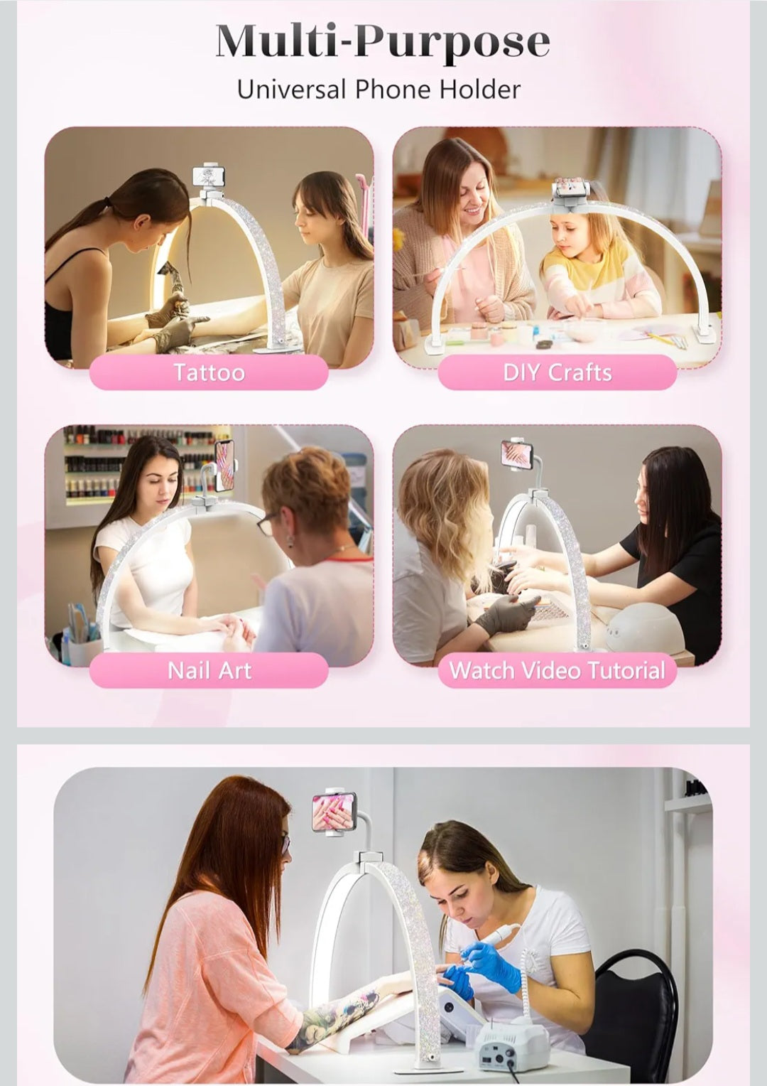 -1 Nail Desk Half Moon Light  (29"Diamond, Large)