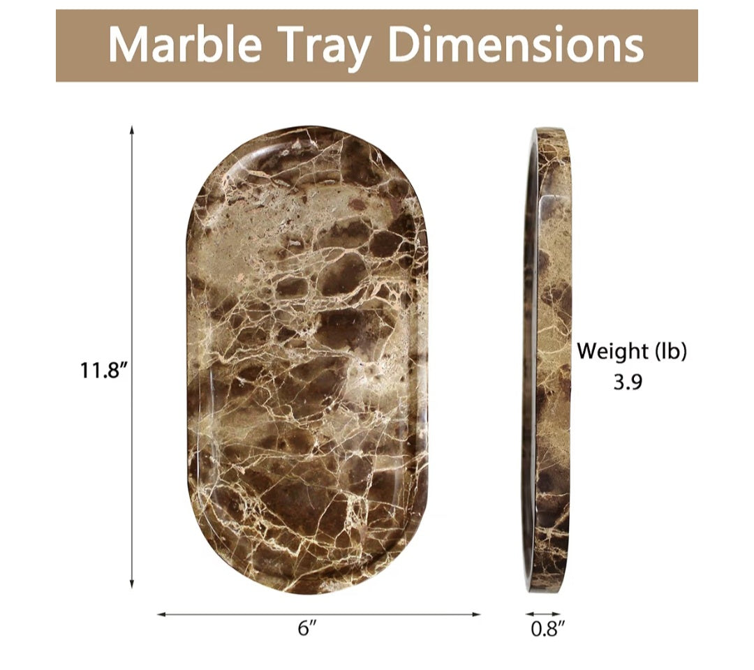 YMXYJM Genuine Real Natural Marble Tray (Brown)
