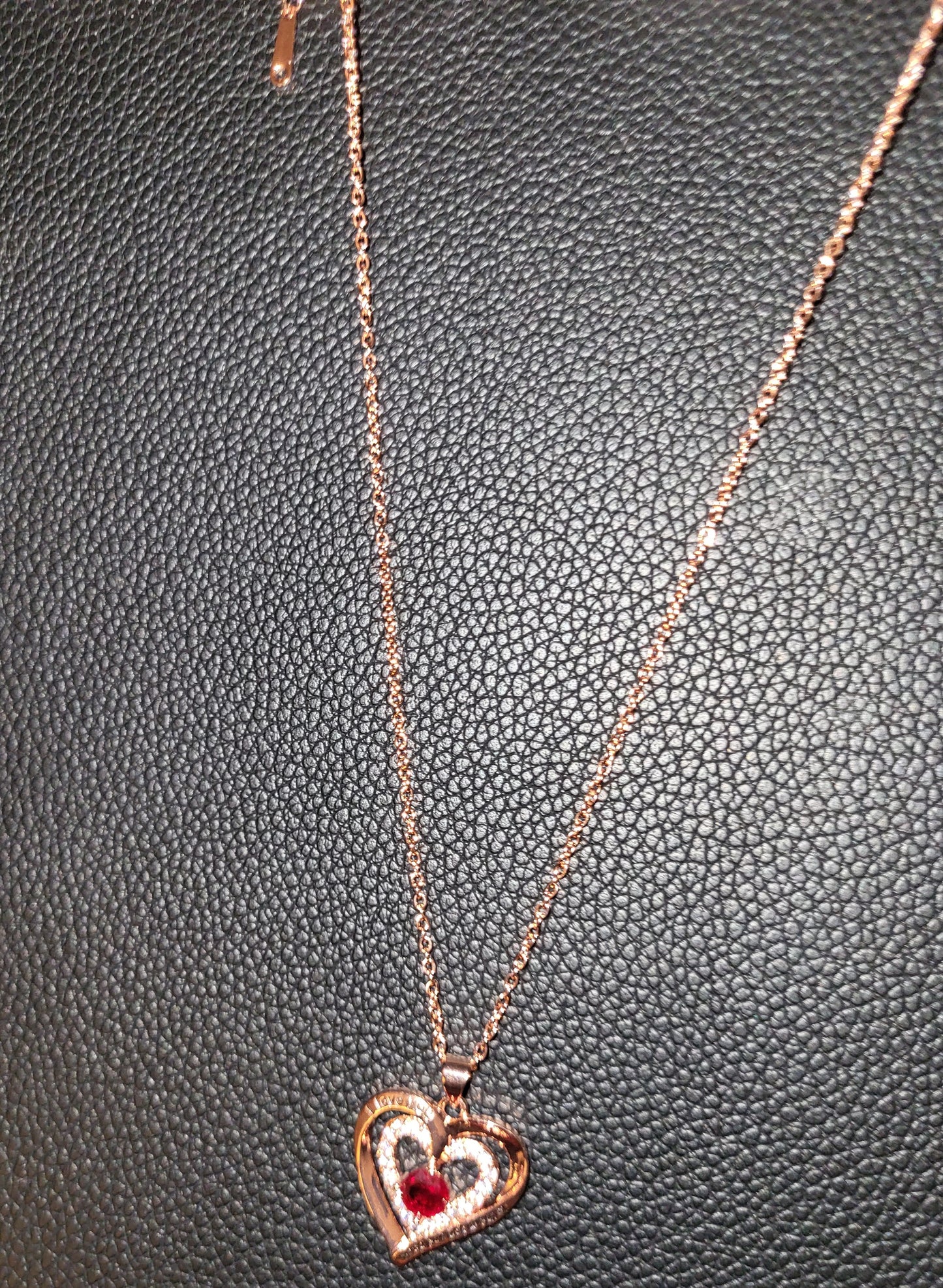 Teddy Bear with Preserved Real Rose and Heart Necklace