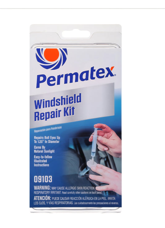 -001 NEW ITEM-Permatex Automotive Windshield Repair Kit For Chipped And Cracked Windshields. Permanent Air-Tight Repairs, With Repair Syringe & Plunger, 9-piece Kit!
