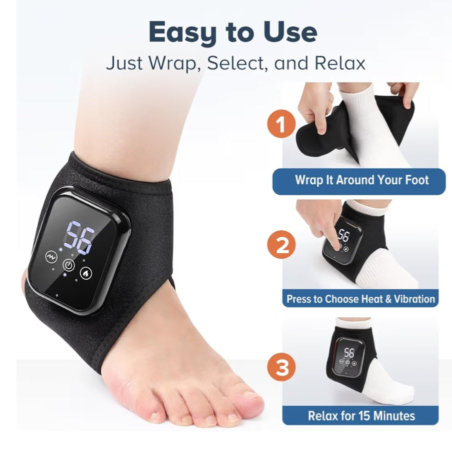 -001 NEW ITEM- Ankle Heating Pad Wrap with Massage