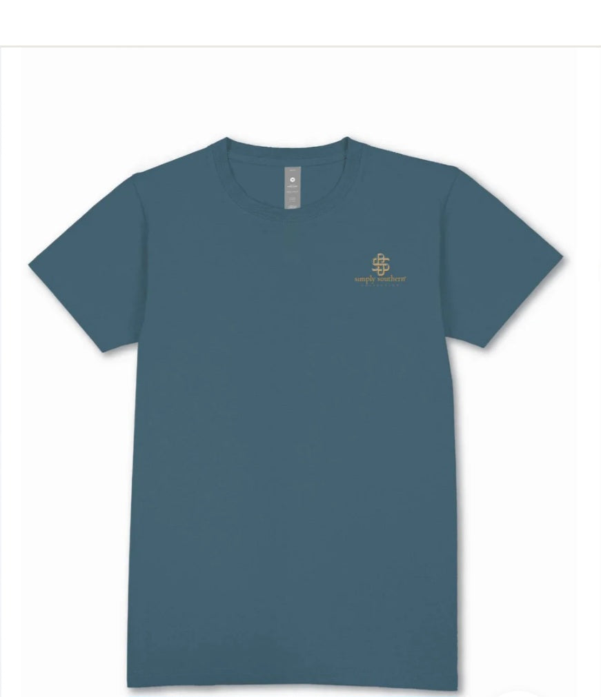 -001 NEW ITEM-Simply Southern "Faith Can Move Mountains" Relaxed Fit Short Sleeve Adult XL T-Shirt (16-18)