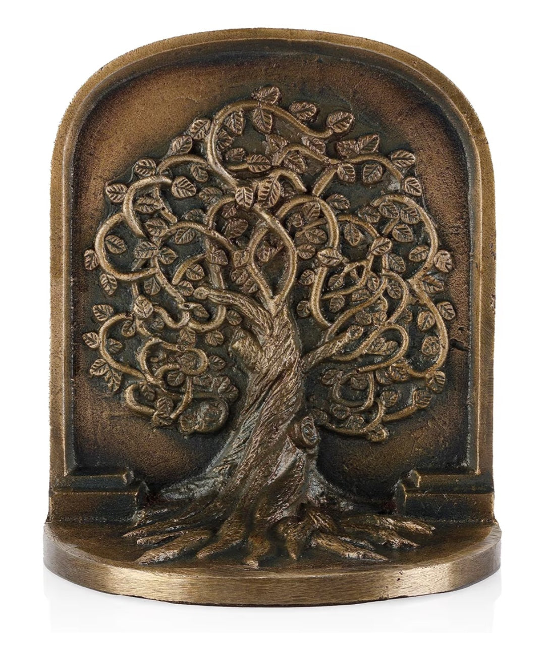 Tree of Life Bookends, Antique Brass, 2 Decorative Bookends for Shelves or Bookcase, Cast Iron