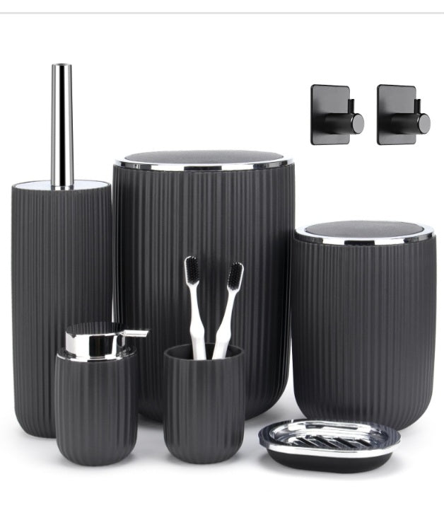 9c Bathroom Accessories 8 Piece Complete Set ( Gray)