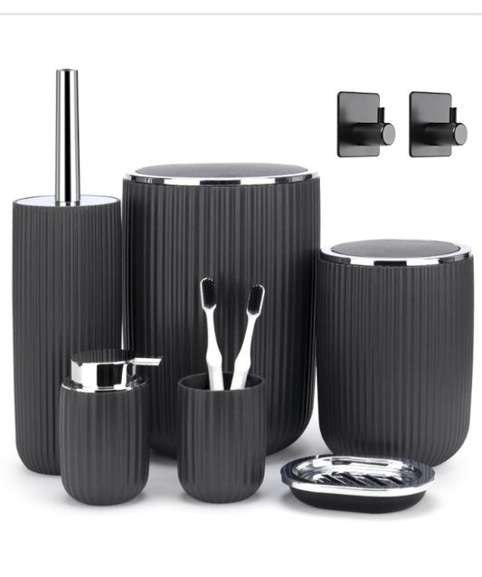9c Bathroom Accessories 8 Piece Complete Set ( Gray)