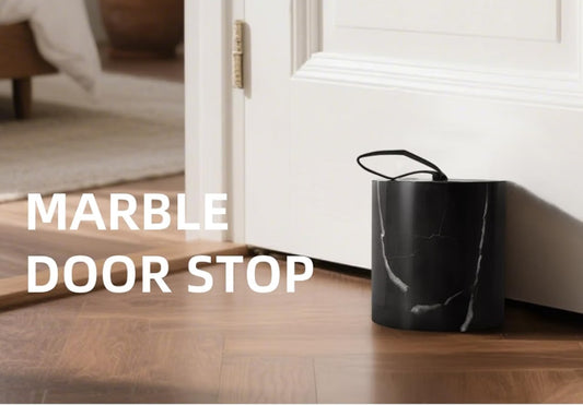 Marble Door Stop, 3.54” Decorative Door Stopper with Leather Handle & Non-Slip Felt bottom (black)Inventory #1083081940