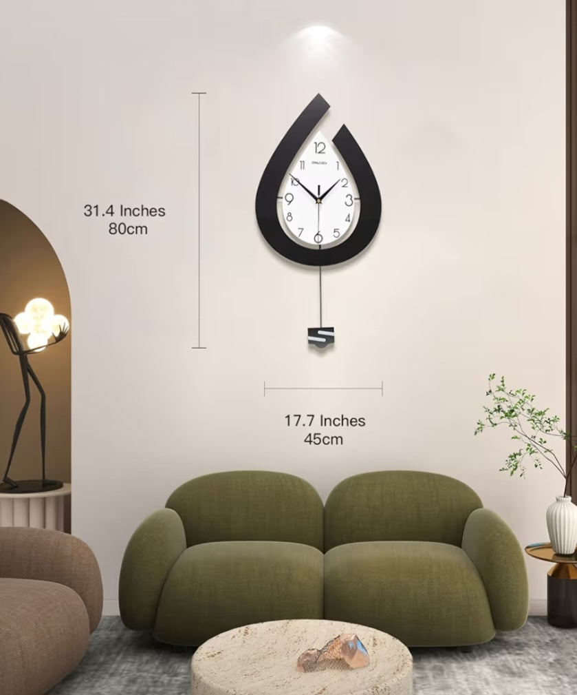 Large Decorative Wall Clock w/Big Pendulum/Non Ticking Silent Wall Clock Battery Operated/31.5 Inch Wall Clock