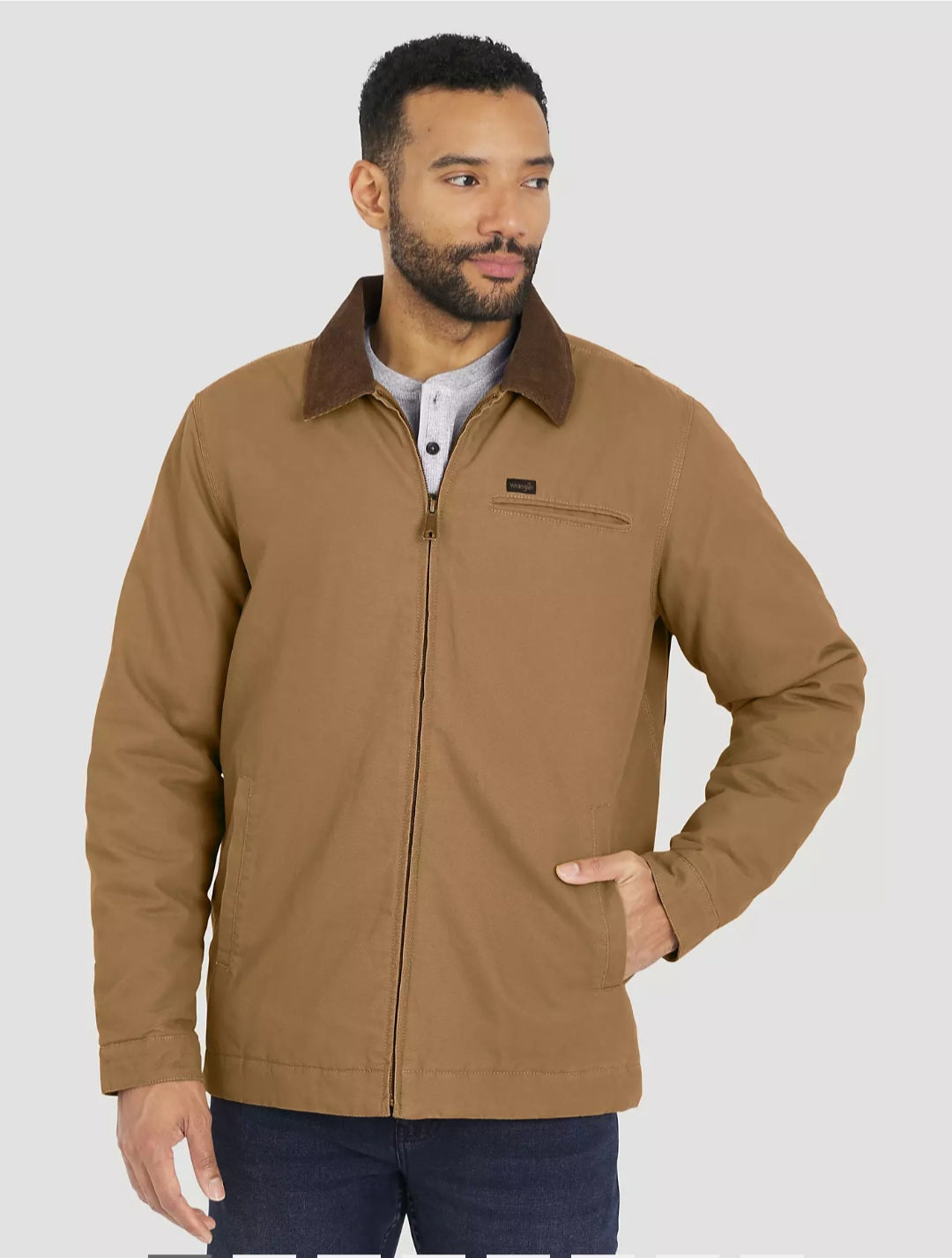 Wrangler Men's Canvas Work Jacket (Brown XL)