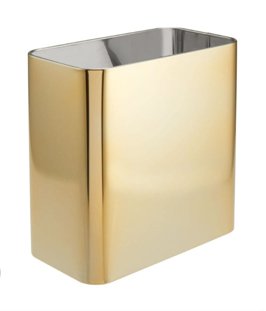 mDesign Small Metal 2.4 Gallon/9 Liter Trash Can(soft brass)