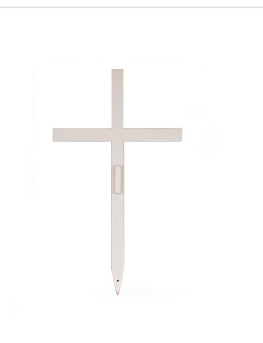 -001 NEW ITEM-Memorial Cross Stake for Roadside,Outdoor,Cemetery,Garden, Gravesite,Funeral, Temporary Grave Marker,Memorial Marker, Headstone Replacement (Medium 22"X12")