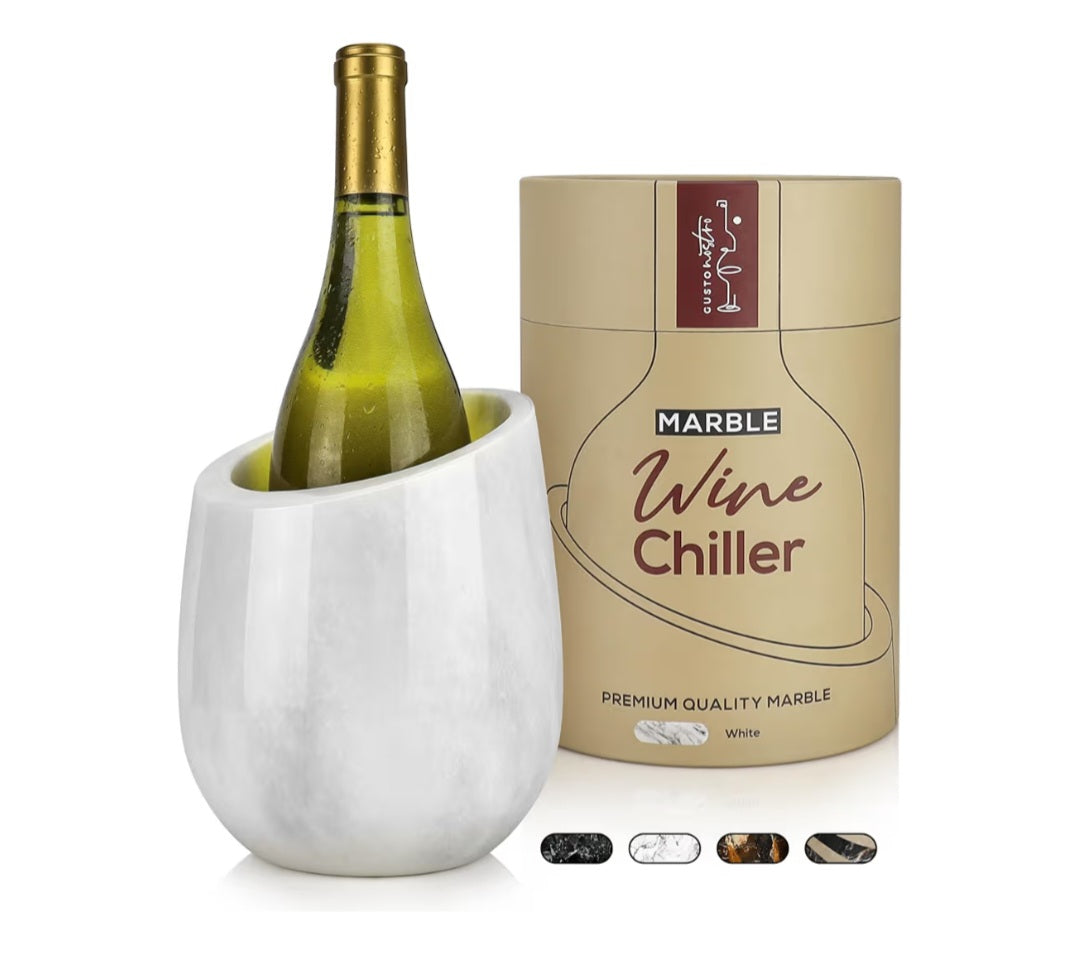 Gusto Nostro Marble Wine Chiller Bucket - 750ml Wine Bottle Cooler and Champagne Chiller