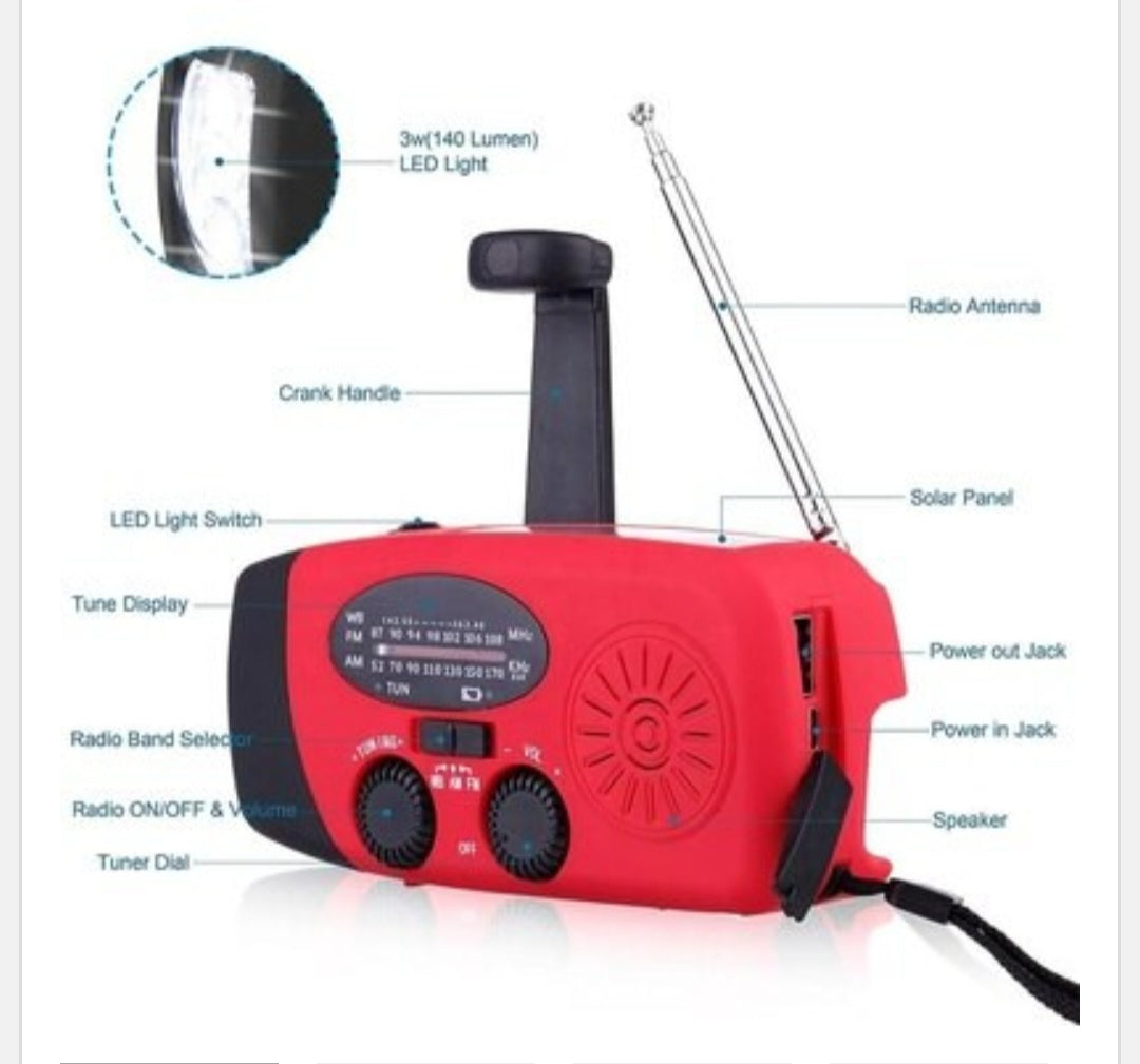 Emergency Solar / Hand Crank Weather Radio with Flashlight